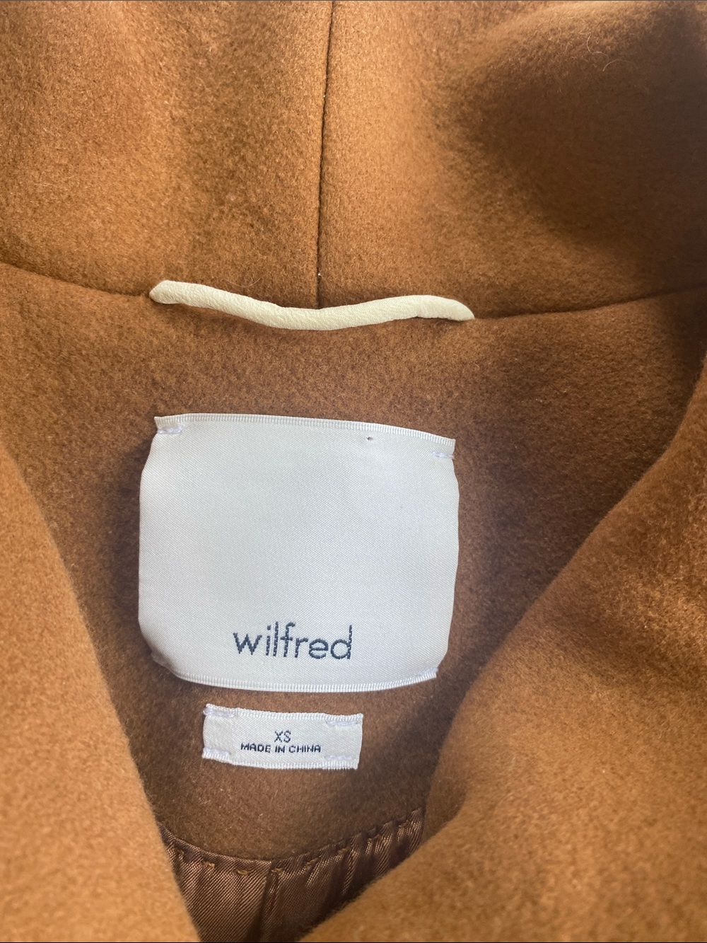 Wilfred Aritzia Camel Wool Cashmere Shawl Collar Coat XS - Picture 3 of 13